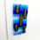 Thumbnail: Blue and black abstract fused glass wall art
