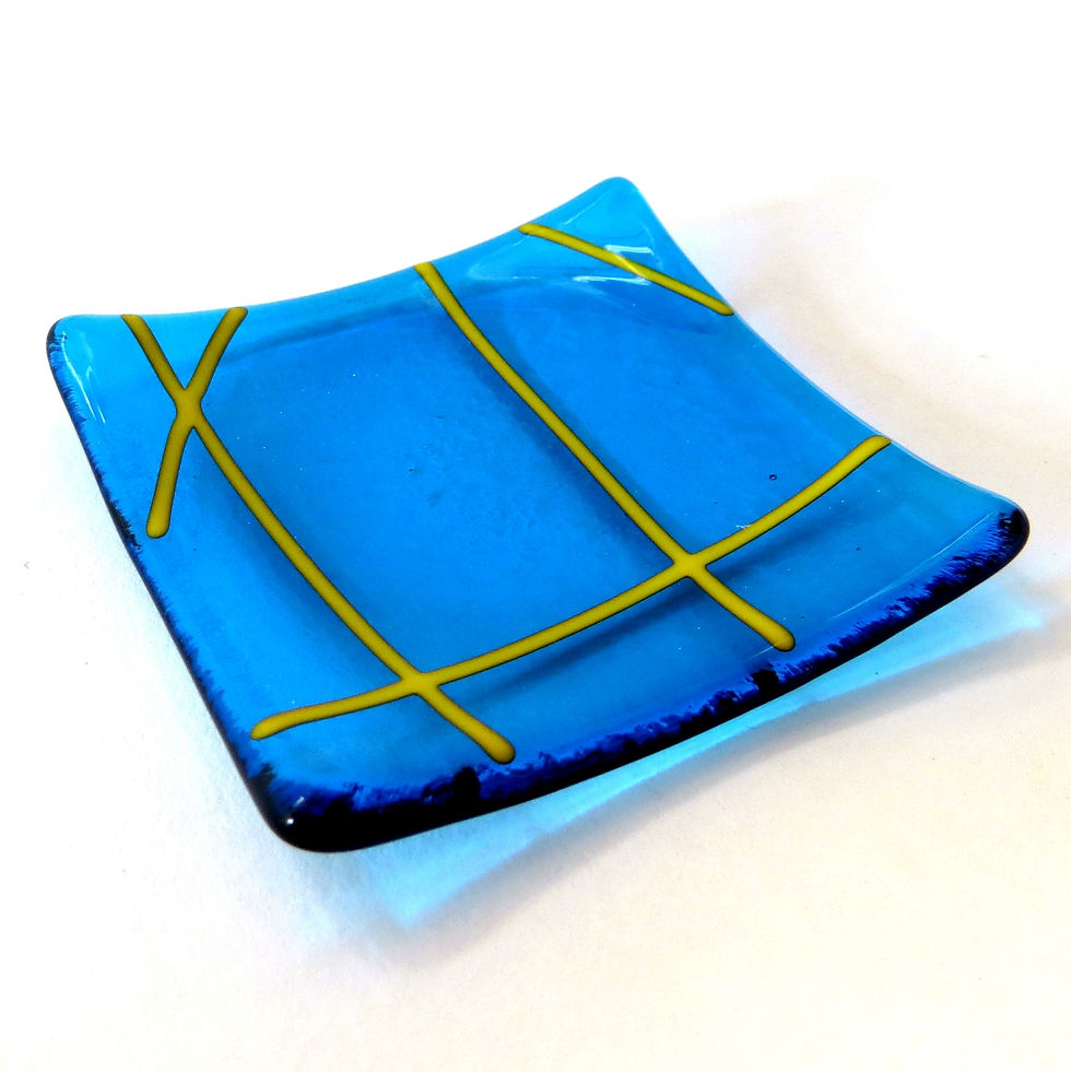 Thumbnail: Turquoise lined fused glass ring dish
