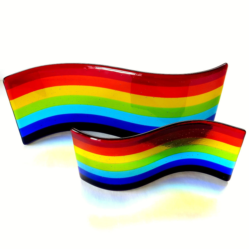 Thumbnail: Rainbow fused glass wave pride