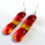 Wavy red fused glass earrings