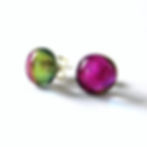 Pink dichroic glass and sterling silver stud earrings