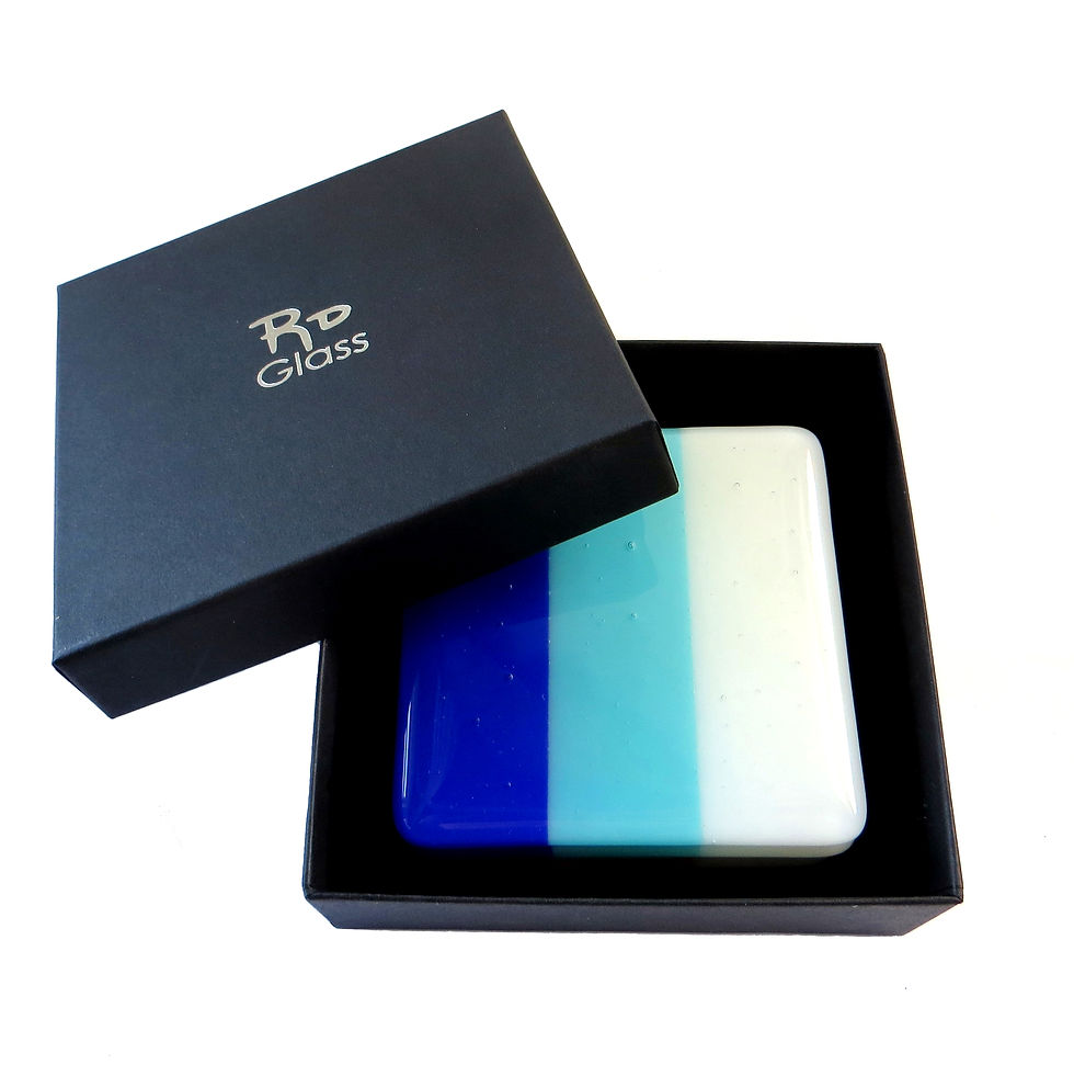 Thumbnail: Blue and white gift boxed glass coasters