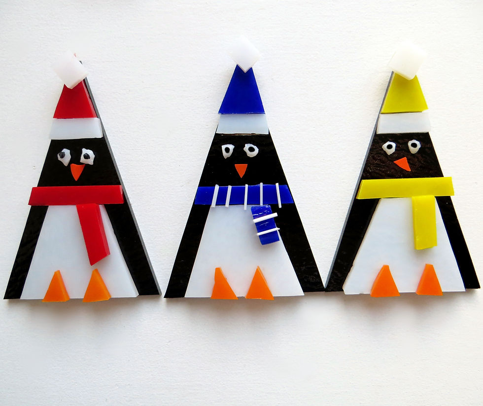 Thumbnail: Make your own wintry fused glass penguins decoration kit