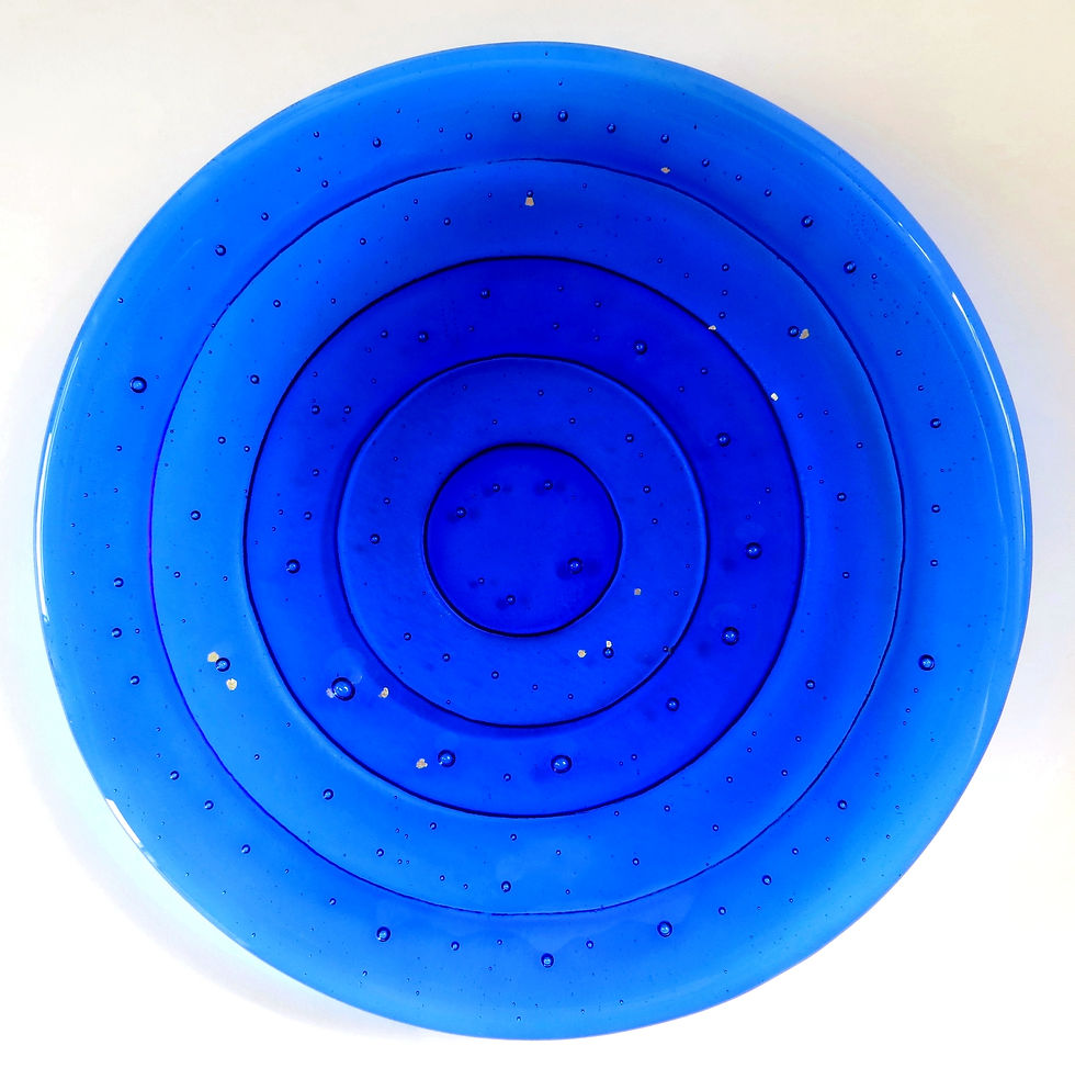 Thumbnail: Handmade blue textured fused glass bowl