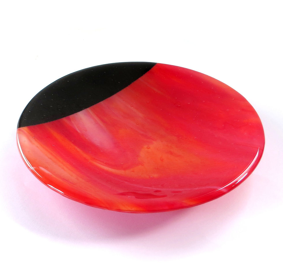 Thumbnail: Red round unique fused glass bowl