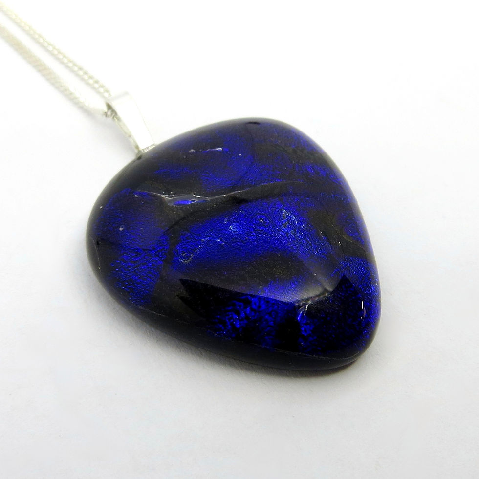Handmade dark blue dichroic glass necklace, RD Glass