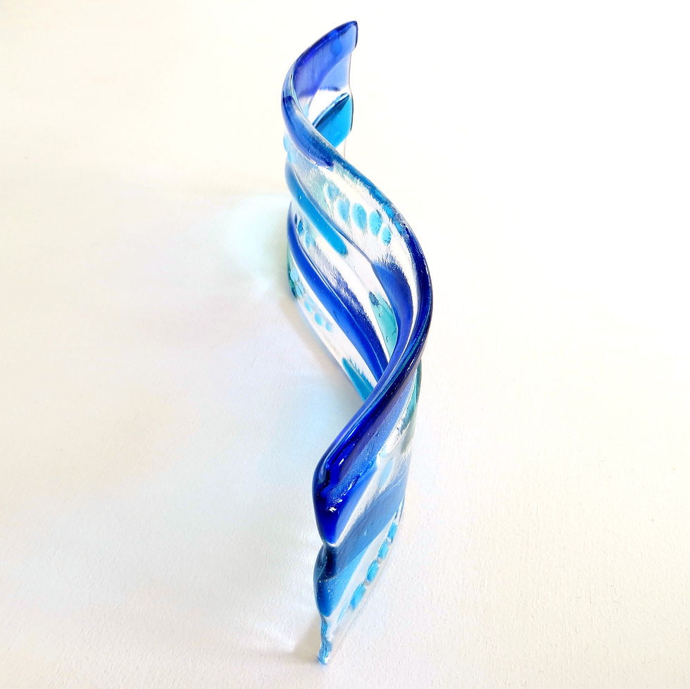 Thumbnail: Blue abstract fused glass freestanding wave