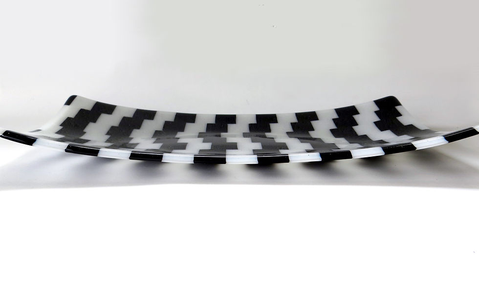 Thumbnail: Optical illusion monochrome fused glass bowl