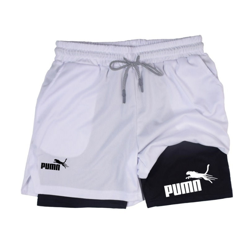 Thumbnail: Summer Breathable Two-in-one Double-layer Shorts Men's Elastic Compression Short
