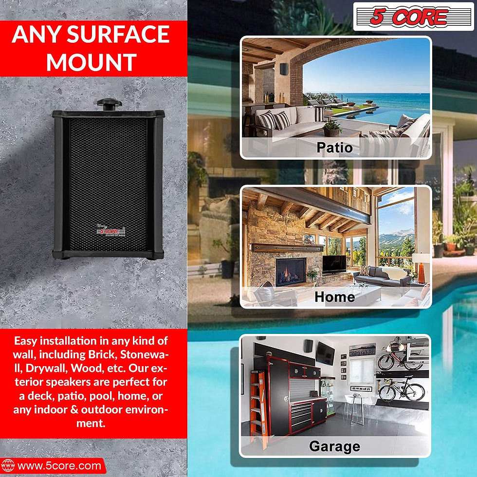 Thumbnail: 5Core Outdoor Speakers Stereo In Wall 100W Peak Passive Home Audio System