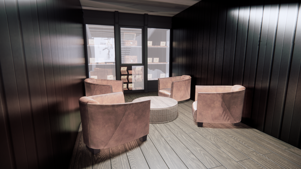 Custom cigar room design in commercial guest house Cleveland Texas