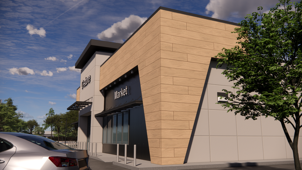 Gas station and convenience store design rendering in Texas