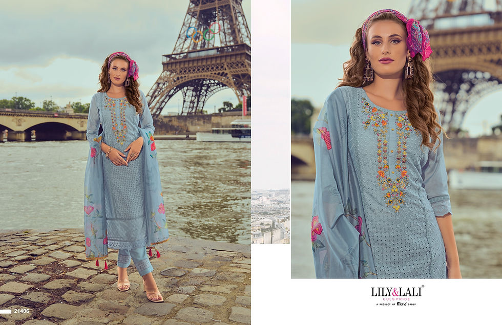 Thumbnail: Nusrat by Lily and Lali Grey Colour Model Shoot