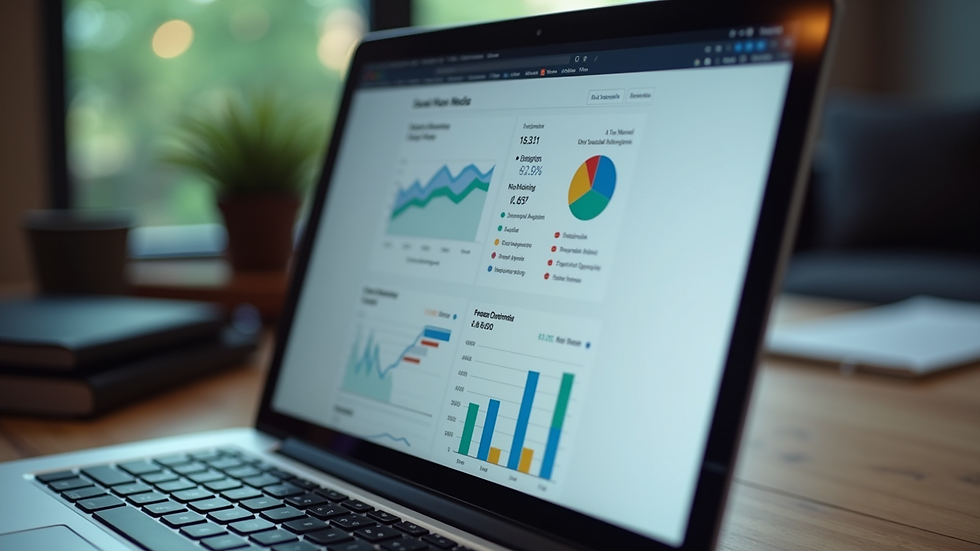 Eye-level view of a laptop screen showing social media analytics