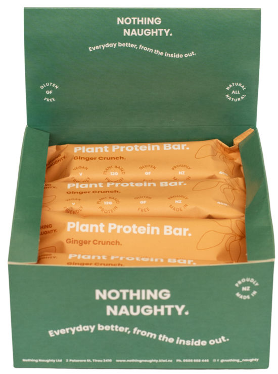 Protein Bar GINGER CRUNCH 40g Bars NOTHING NAUGHTY Plant