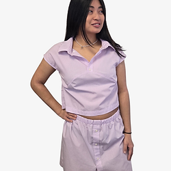 teen student in upcycled outfit