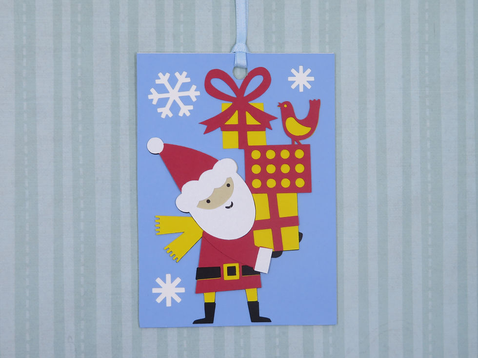 Thumbnail: Santa with Stack of Presents Gift Tag