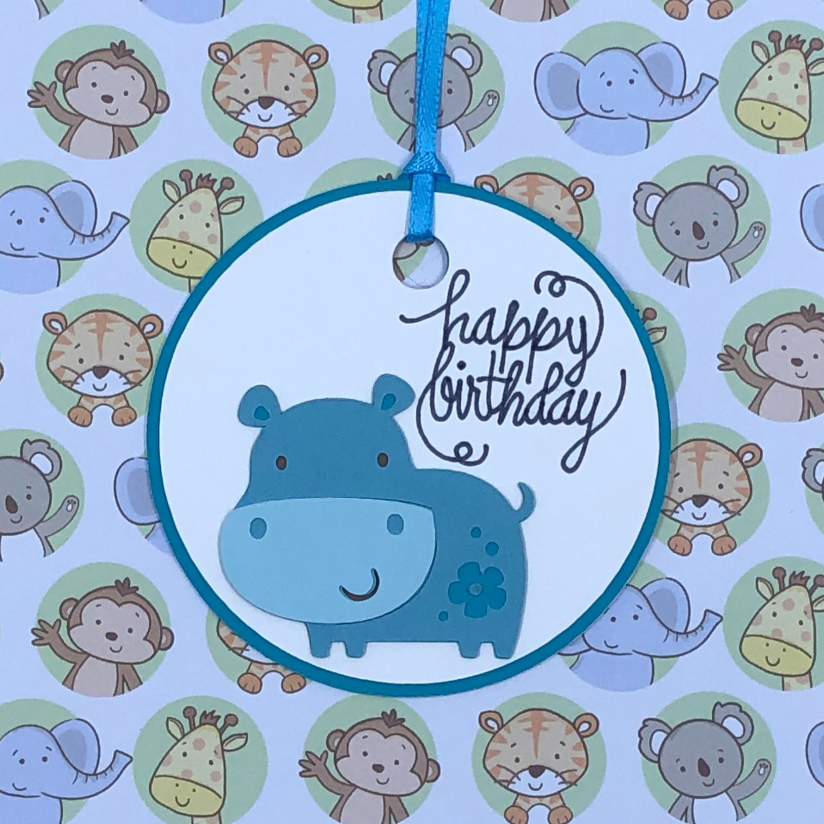 Happy Birthday Hippo Gift Tag