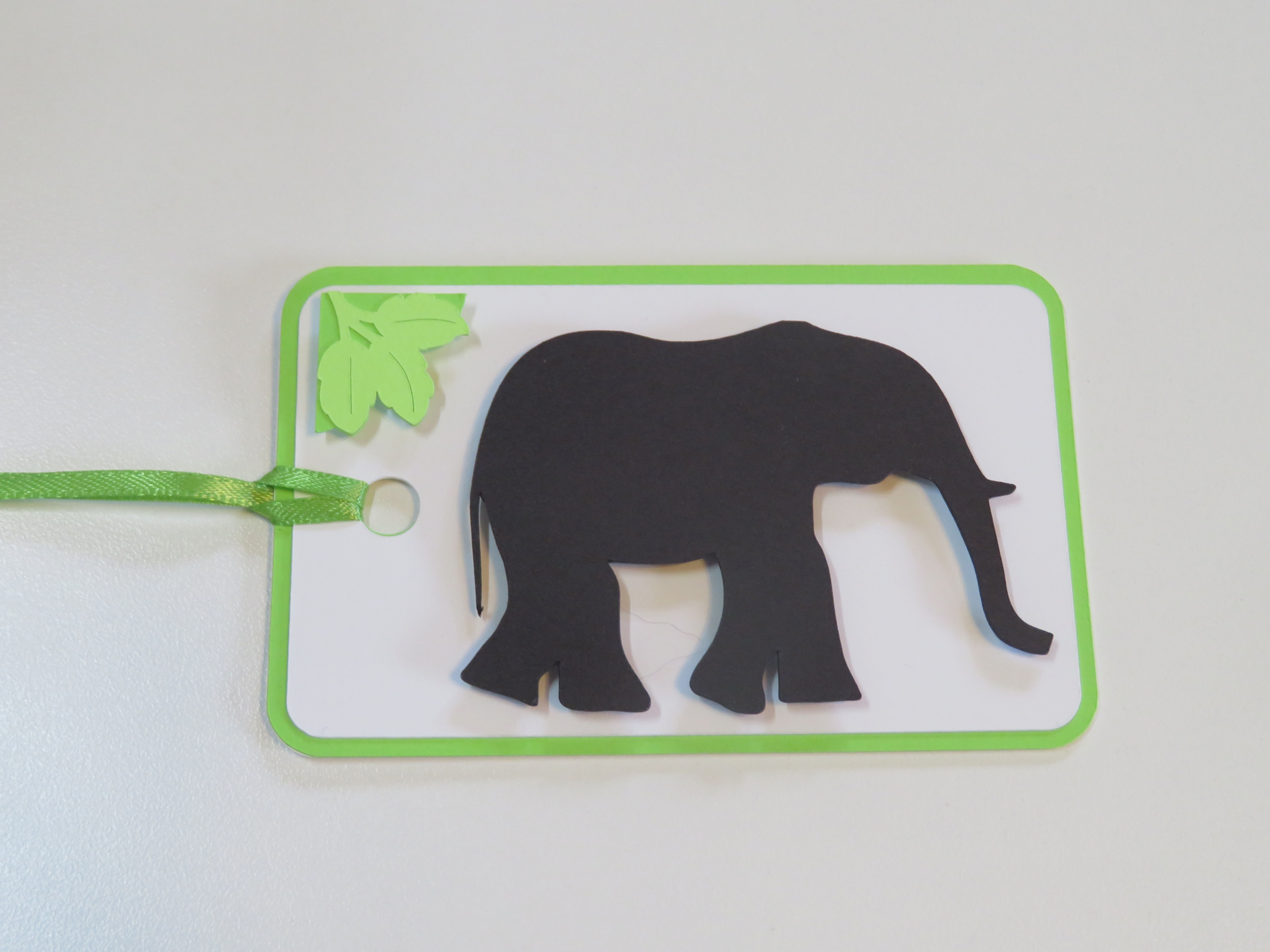 Elephant Silhouette with Corner Embellishment Gift Tag