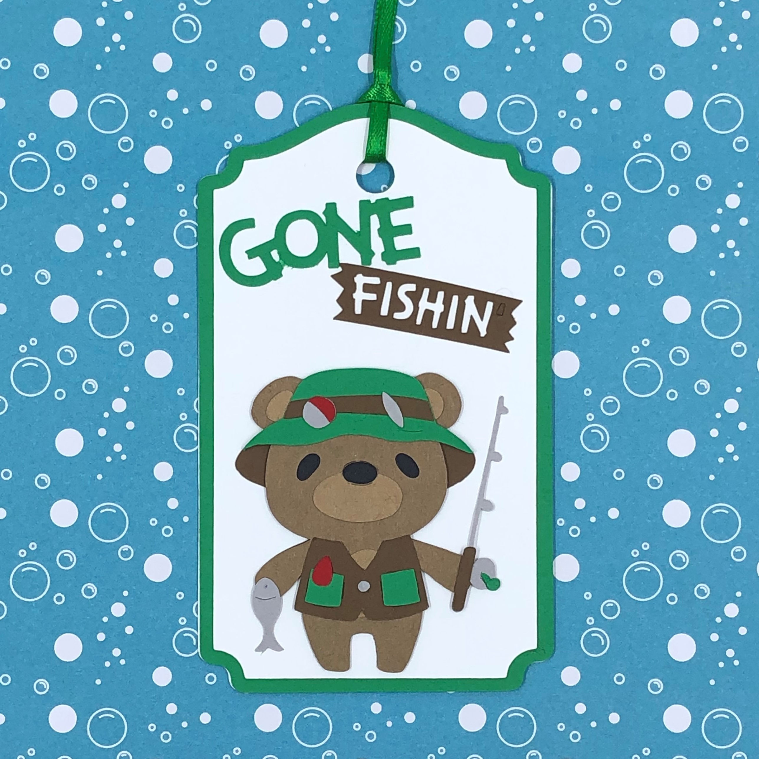 Gone Fishin' Bear Gift Tag