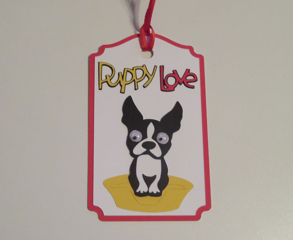 Thumbnail: Boston Terrier Googly Eyes Puppy Love Gift Tag
