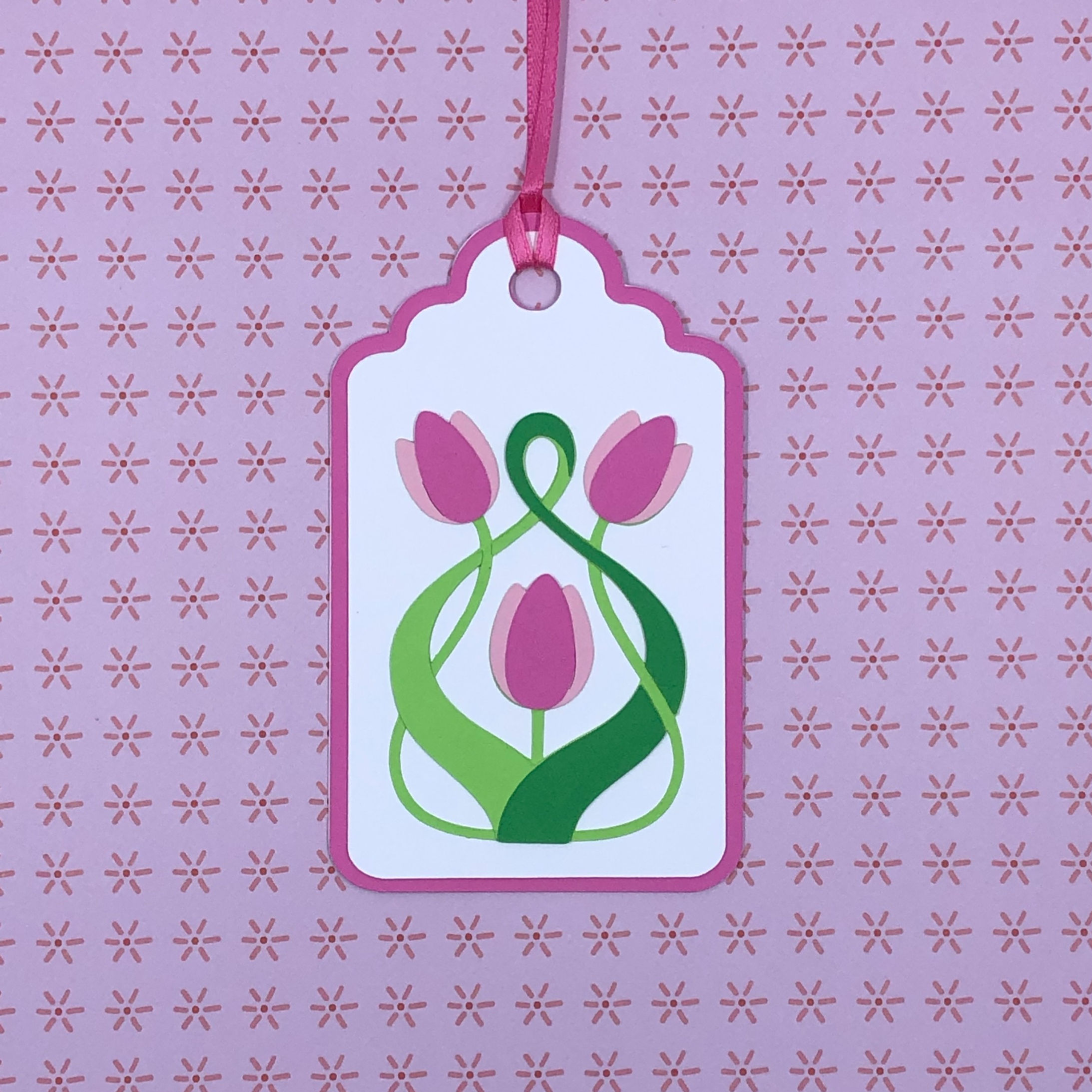 Art Nouveau Tulip Flower Trio Gift Tag
