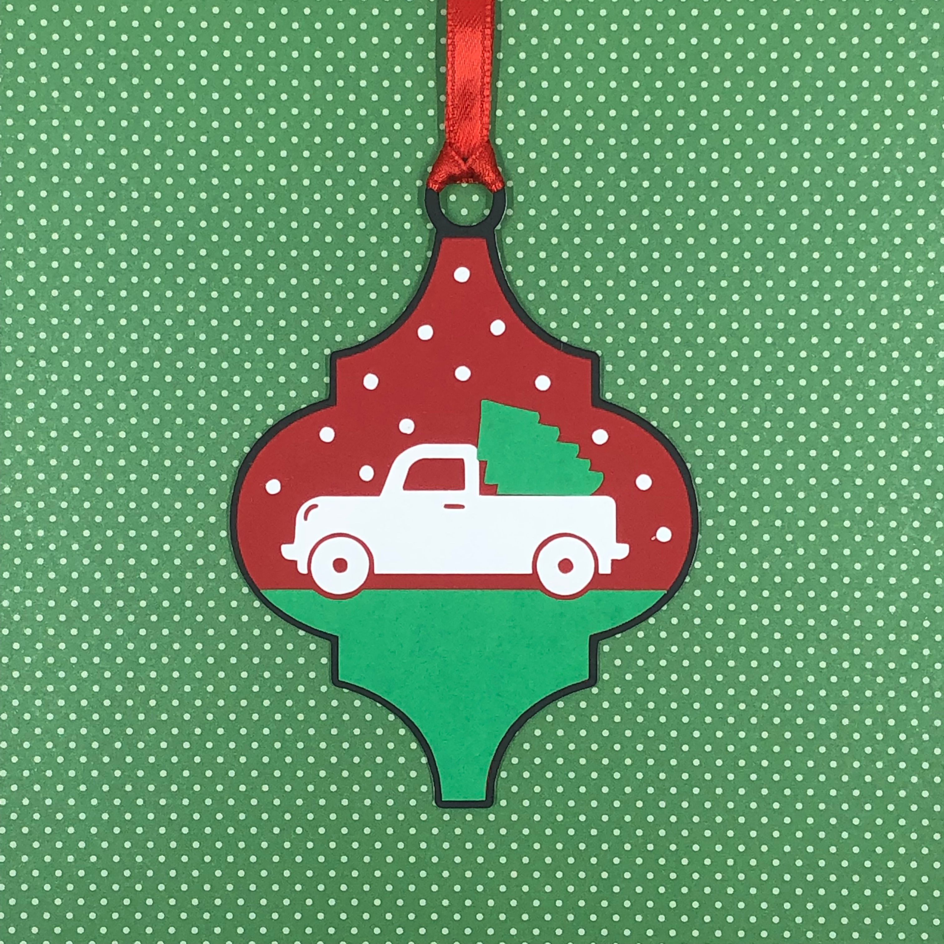White Truck Christmas Ornament Gift Tag