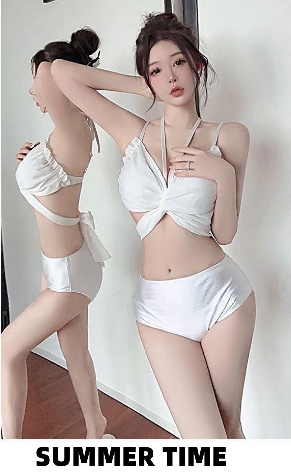 Thumbnail: Moonlight White Butterfly Bikini Set with Wrap Skirt | Women's Swimwear NZ