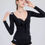 Thumbnail: Black One-Piece Strappy Butterfly Swimsuit with Long-Sleeve Cover-Up