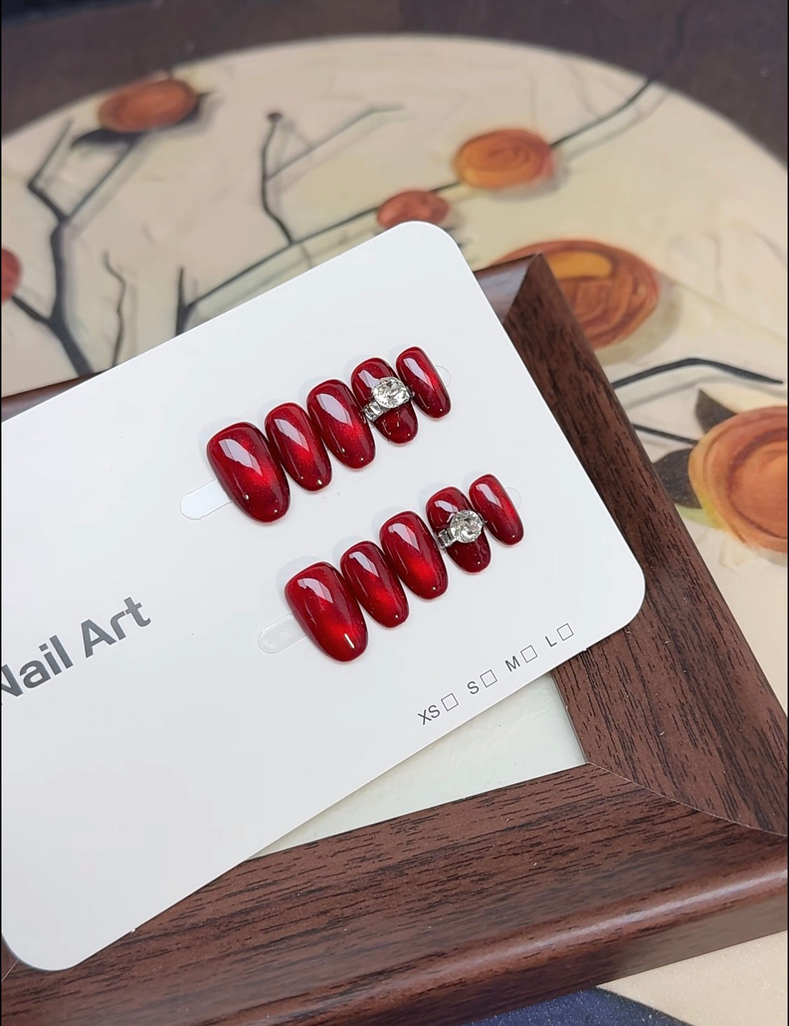 Red 1-Carat💎 Short Oval Press-On Nails