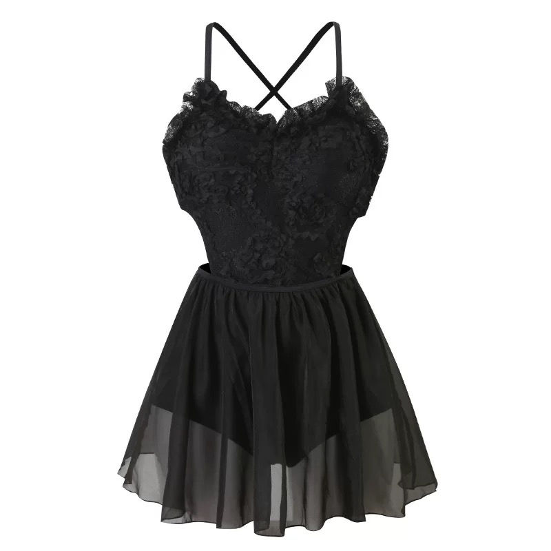Thumbnail: Cutout Waist Strappy One-Piece Swim Dress