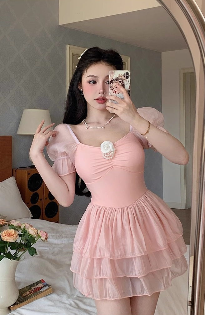 縮圖：Pink Back-Strap Princess Swimsuit
