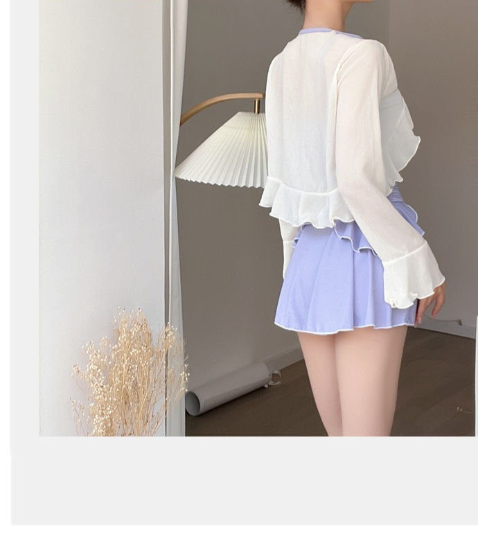 Thumbnail: Lavender Classic Swimdress with Cardigan | Women's Swimwear NZ