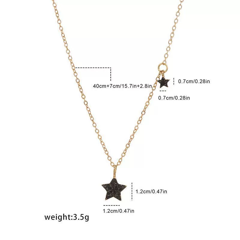 Thumbnail: Black Rhinestone Celestial Twins Necklace - Gold Base