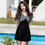 Thumbnail: 2XL- 3XL Classic Black Plaid Swim Dress