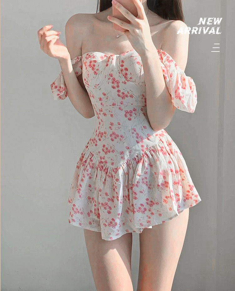 Thumbnail: Sweety Peachy Pink Floral Swimdress