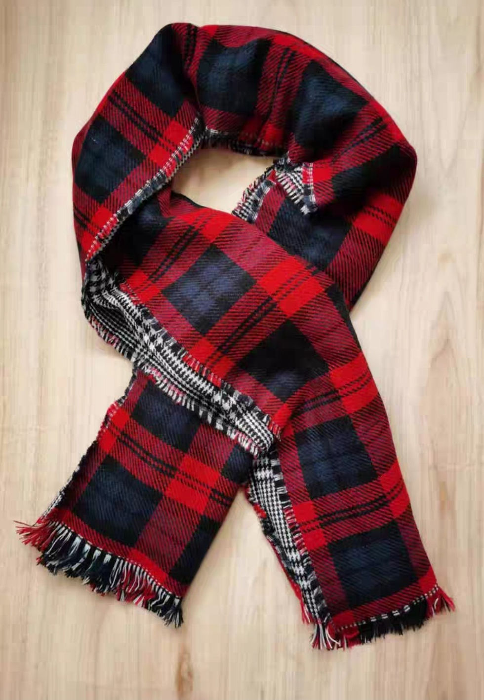Thumbnail: Stylish Double-Sided Plaid Large Shawl Scarf - Red