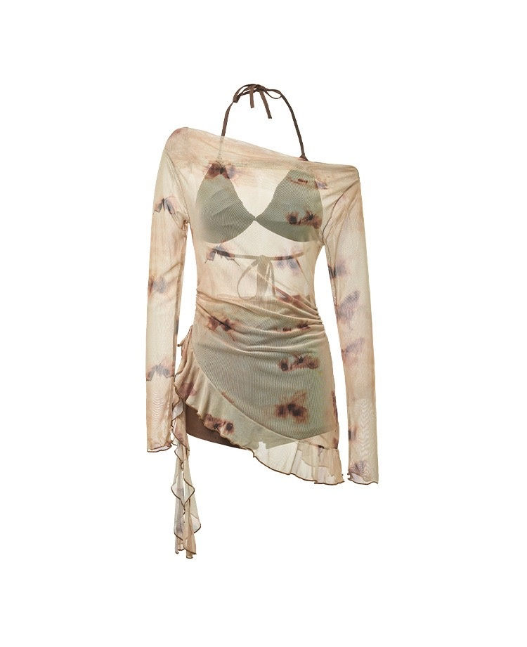 縮圖：Coffee Brown Three-Piece Swimsuit Set