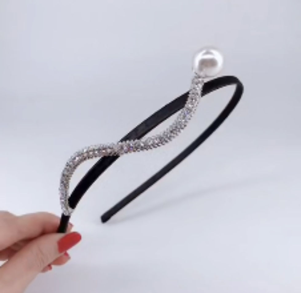 縮圖：Wavy Faux Pearl and Rhinestone Hair Band | Women's Hair Accessories