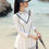 Thumbnail: White Long-Sleeve Sporty One-Piece Swim Dress