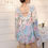 Thumbnail: Blue and Pink Floral Long-Sleeve One-Piece Swim Dress