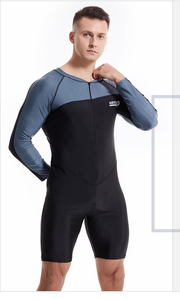 Thumbnail: Stealth & Streamlined: Men's Zip-Front Swimsuit
