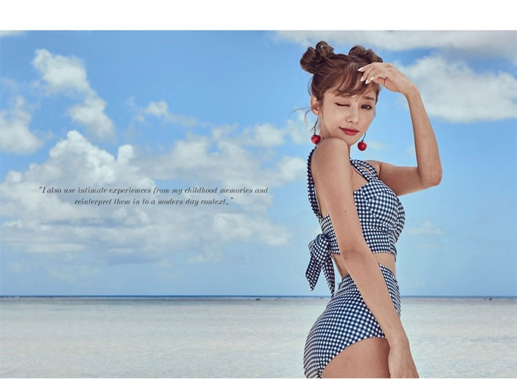 Thumbnail: Blue Gingham Cutie Delight Underwire Push Up Swimwear