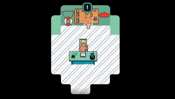 Lifeguard Training progress is recorded on the billboard in the lifeguard tower