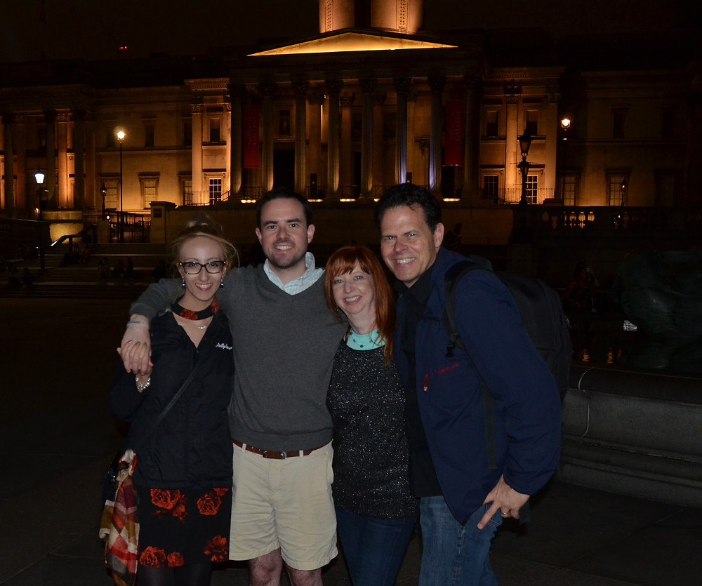 Ghazal, Pierce, Grainne and me at Trafalgar Square