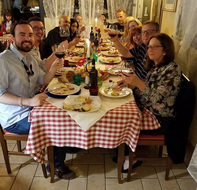 Salute to new friends and a fine meal!