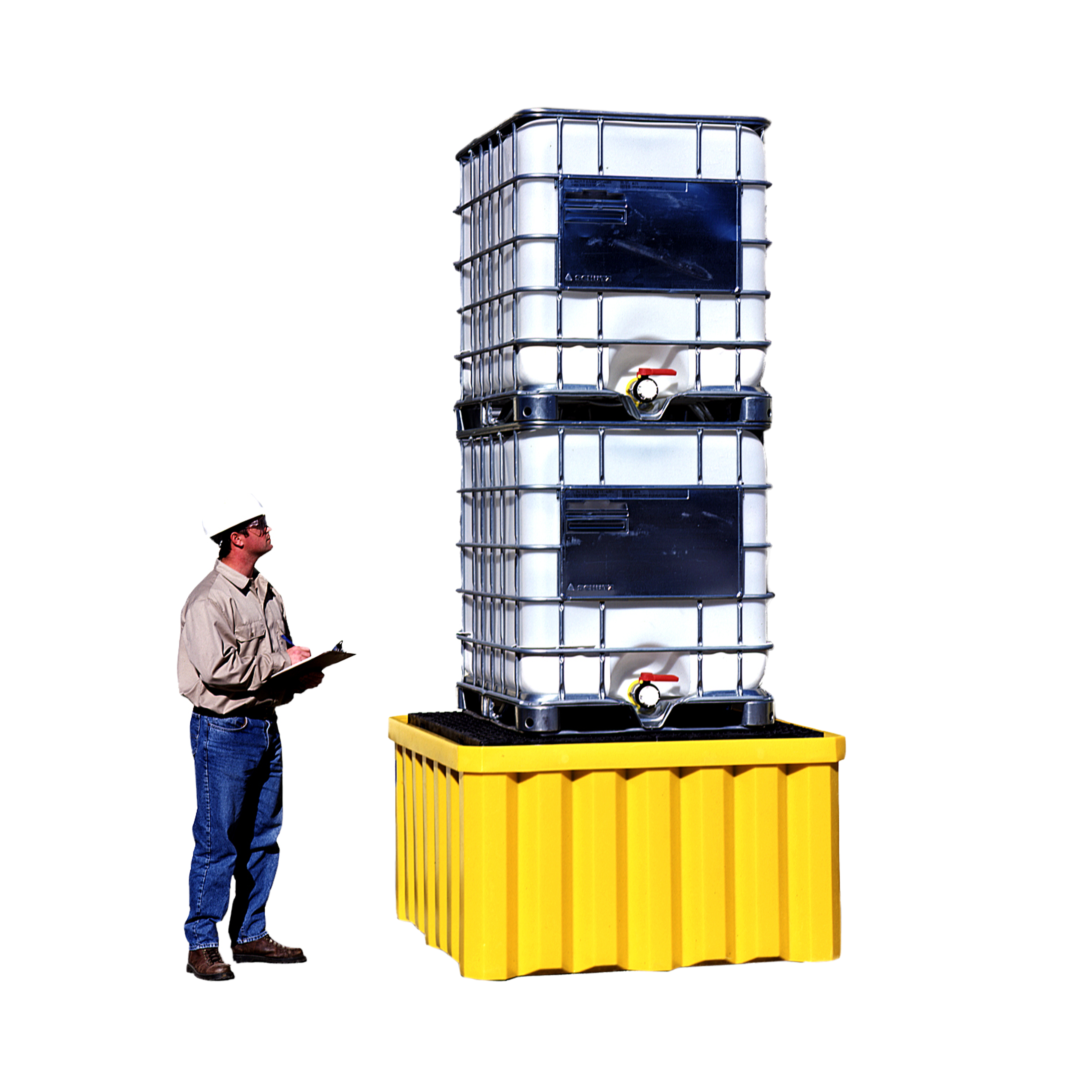 IBC tote spill pallet with totes