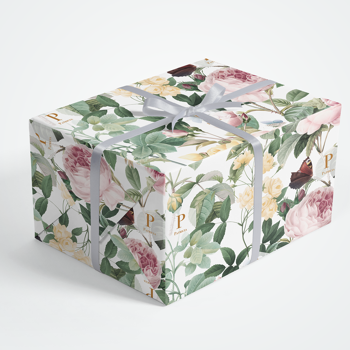 Roses White Personalized Gift Wrap Sheets