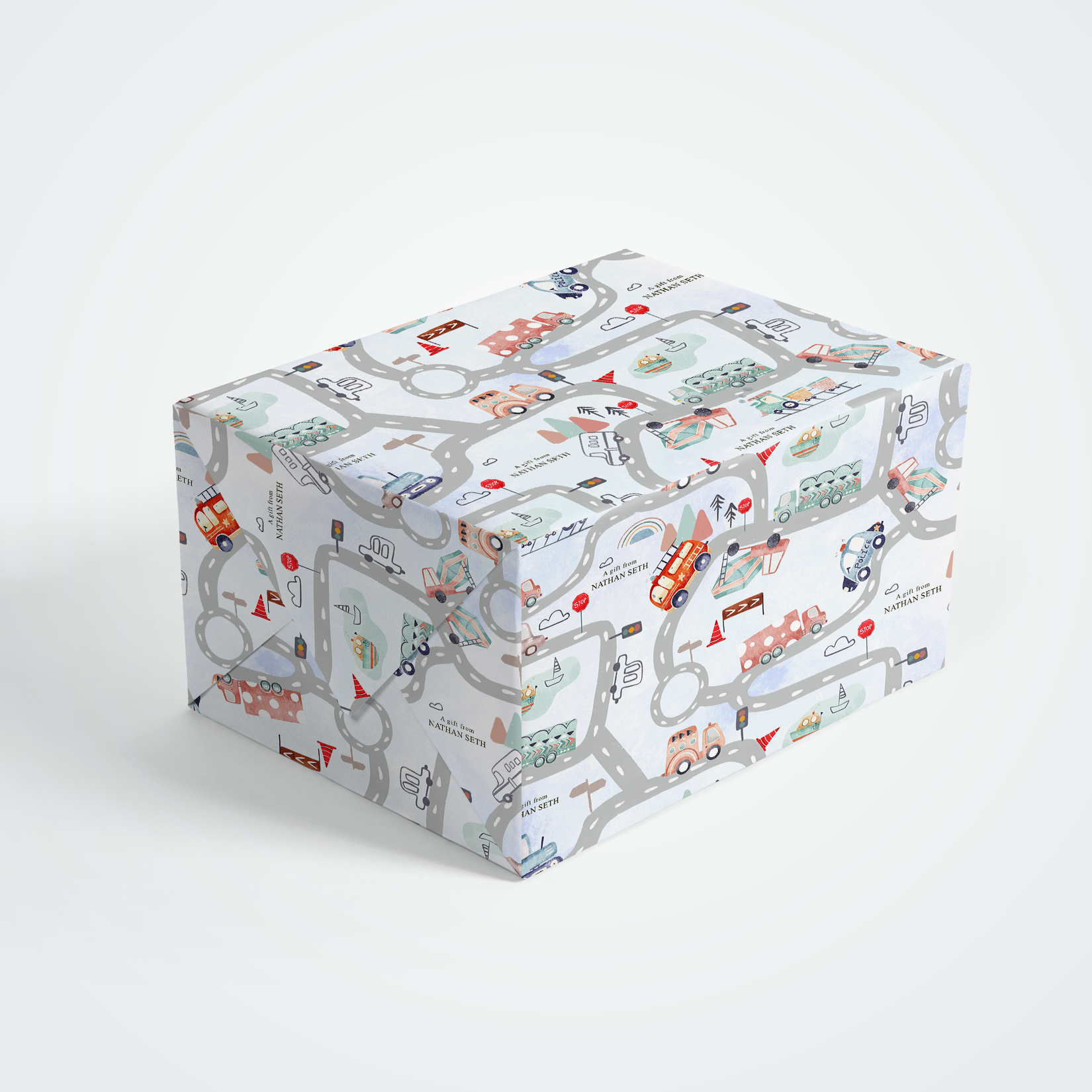 Roads Personalized Gift Wrap Sheets