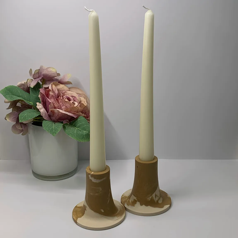 Miniature : Bougeoir géométrique marbré